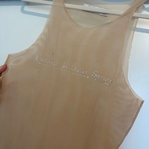 SOLD Ludovic de Saint Sernin Rhinestone Embellished Nude Mesh Top